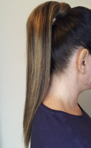 Kucyk doczepiany 45cm z naturalnych włosów, kolor brąz baleyage 100g