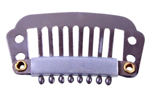 Spinka clip in 28mm z silikonem kolor ciemny brąz 8 zębów