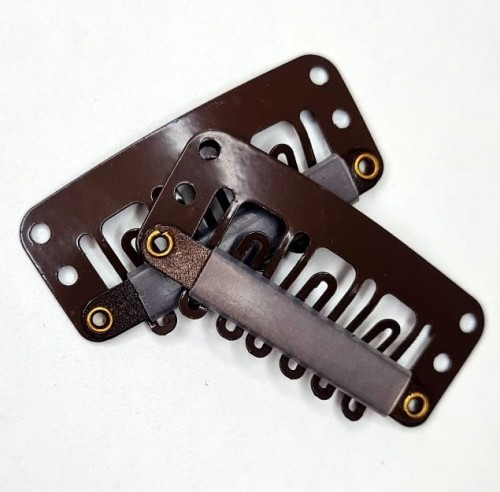 Spinka clip in 32mm z silikonem kolor ciemny brąz