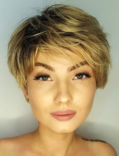 Peruka naturalna AMSTERDAM  15cm ciemny blond z odrostem