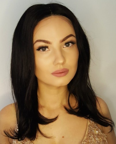 Peruka naturalna NAIROBI 40cm ciemny brąz lace front  baby hair