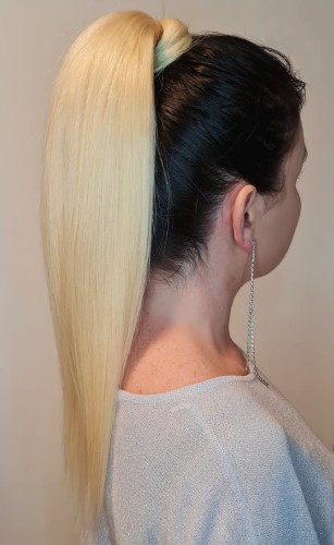 Kucyk doczepiany 50cm z naturalnych włosów, kolor  jasny blond 100g