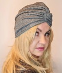 Turban z bawełny Hanower ciemno szary z połyskiem