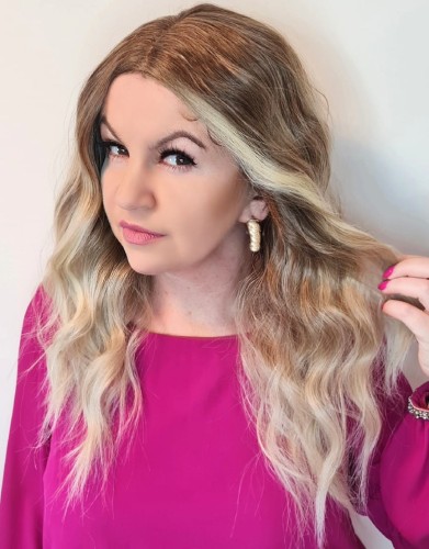 Peruka syntetyczna BEJRUT 60cm z siatką lace front blond z odrostem