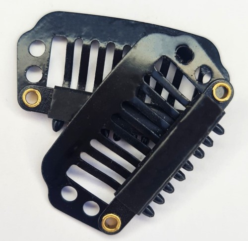 Spinka clip in 28mm z silikonem kolor czarny 8 zębów