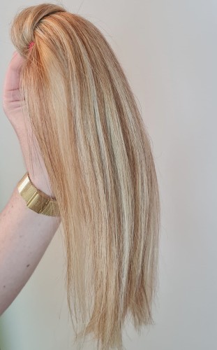 Kucyk doczepiany 30cm z naturalnych włosów, kolor  blond baleyage 60g