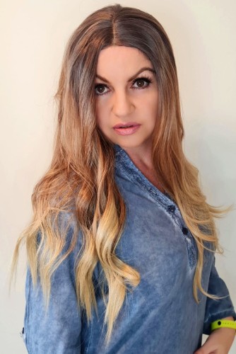 Peruka syntetyczna MIAMI 65cm z siatką lace front jasny brąz ombre
