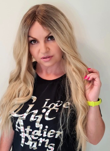 Peruka syntetyczna ALABAMA 65cm z siatką lace front jasny, chłodny blond z odrostem