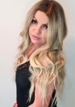 Peruka syntetyczna ARAGONIA 65cm z siatką lace front jasny, chłodny blond z odrostem