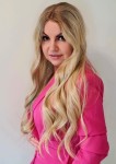 Peruka syntetyczna TOLEDO 75cm z siatką lace front słoneczny blond z odrostem