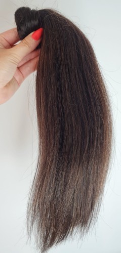 Kucyk doczepiany 35cm z naturalnych włosów, kolor  ciemny brąz 60g