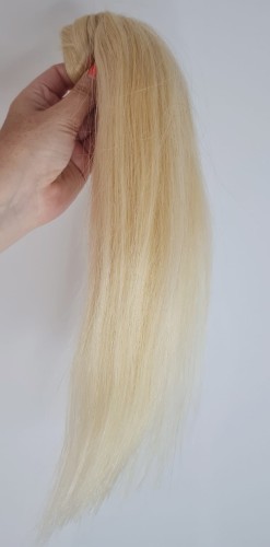 Kucyk doczepiany 35cm z naturalnych włosów, kolor  jasny blond 60g 