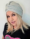 Turban z bawełny Drezno jasno szary z połyskiem
