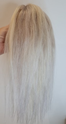 Kucyk doczepiany 30cm z naturalnych włosów, kolor  gołębi blond baleyage 50g 
