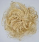 Doczepiany klasyczny kok z naturalnych włosów kolor platynowy blond - bardzo duży, falowane włosy