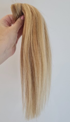Kucyk doczepiany 30cm z naturalnych włosów, kolor  blond baleyage 60g 