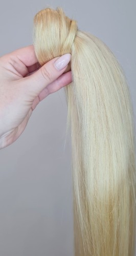 Kucyk doczepiany 60cm z naturalnych włosów, kolor  jasny blond 100g