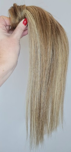 Kucyk doczepiany 35cm z naturalnych włosów, kolor  blond baleyage 60g 