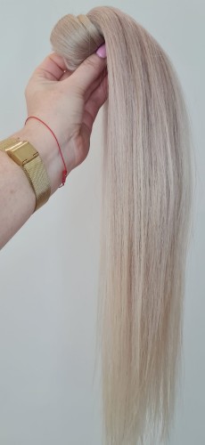Kucyk doczepiany 45cm z naturalnych włosów, kolor  gołębi blond ombre100g