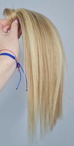 Kucyk doczepiany 35cm z naturalnych włosów, kolor  blond baleyage 60g