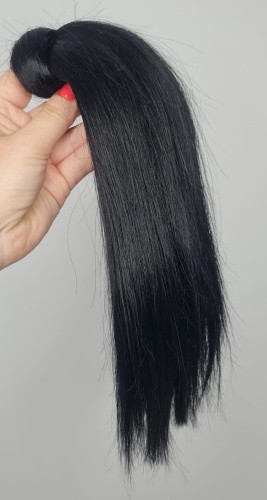 Kucyk doczepiany 30cm z naturalnych włosów, kolor czarny 60g