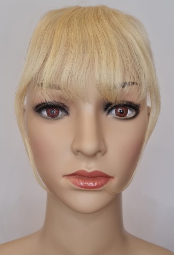 Grzywka doczepiana z naturalnych włosów clip in, ręczne wykonanie kolor jasny blond