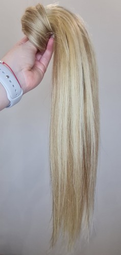 Kucyk doczepiany 45cm z naturalnych włosów, kolor  blond baleyage 100g 