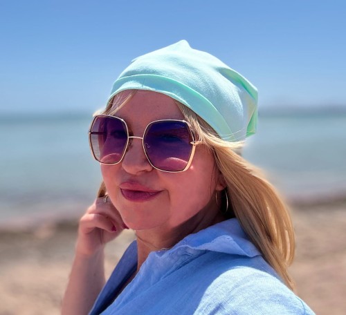 Turban czapeczka z bawełny KAMA w miętowym kolorze