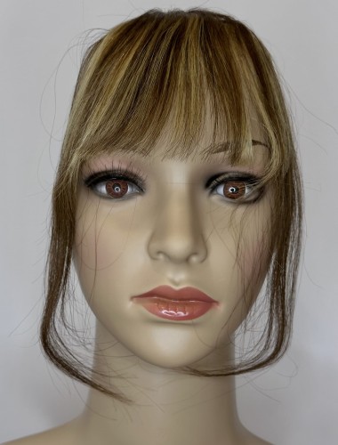Grzywka doczepiana z naturalnych włosów clip in kolor brąz blond baleyage