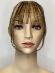 Grzywka doczepiana z naturalnych włosów clip in, ręczne wykonanie kolor brąz ciemny blond baleyage