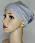 Turban czapeczka z bawełny KAMA w szarym kolorze