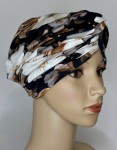 Turban z bawełny czarny w białe i szare kwiaty PLUMERIA
