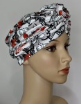 Turban z bawełny biały z nadrukiem PARIS