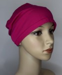 Turban czapeczka z bawełny KAMA w ciemno różowym kolorze