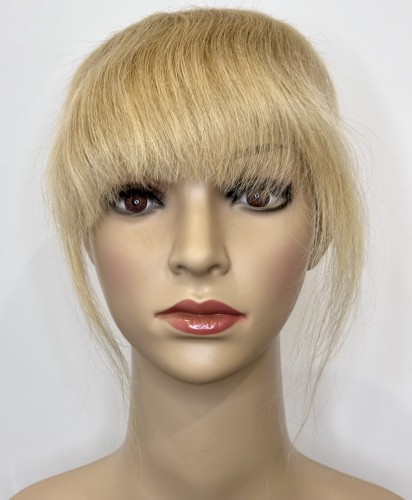 Grzywka doczepiana z naturalnych włosów clip in gęste włosy  kolor blond