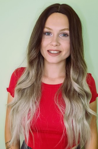 Peruka syntetyczna BUENOS 65cm popielaty blond ombre