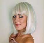 Peruka syntetyczna z grzywką HAGA 30cm long bob popielaty blond