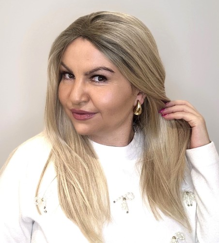Peruka syntetyczna SALERNO 45cm z siatką lace front piaskowy blond blayegae