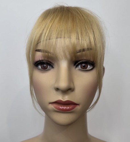 Grzywka doczepiana z naturalnych włosów clip in, ręczne wykonanie kolor ciemny blond