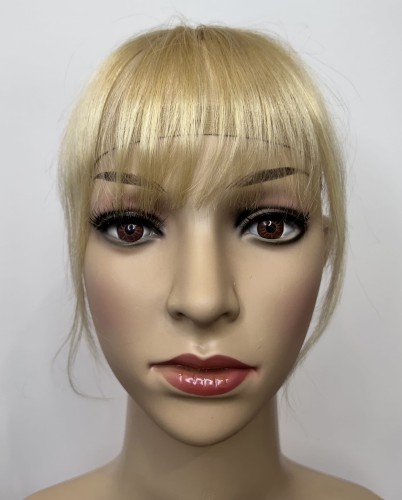 Grzywka doczepiana z naturalnych włosów clip in, ręczne wykonanie kolor blond