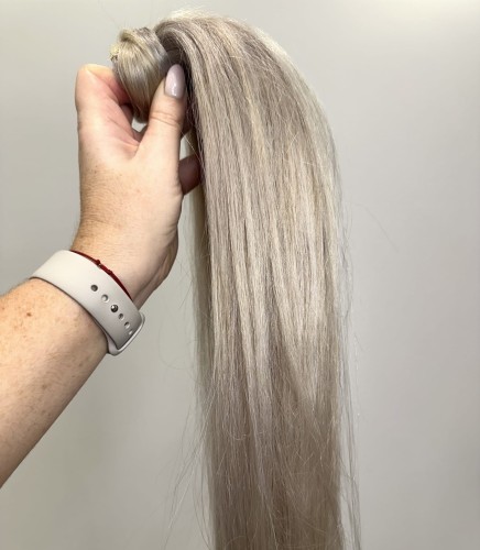 Kucyk doczepiany 60cm z naturalnych włosów, kolor  gołębi blond 100g