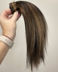 Kucyk doczepiany 30cm z naturalnych włosów, kolor kasztanowy brąz baleyage 60g