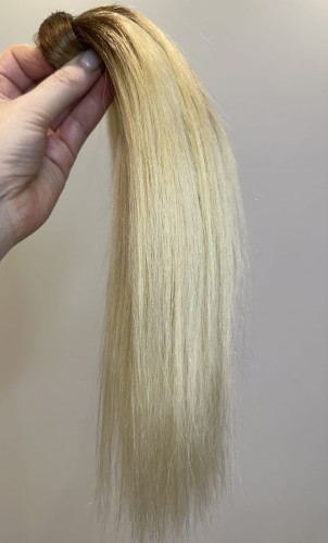 Kucyk doczepiany 30cm z naturalnych włosów, ombre, ciemny blond, jasny blond 60g