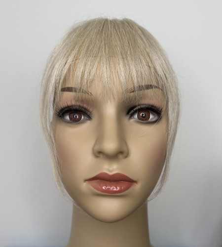 Grzywka doczepiana z naturalnych włosów clip in, ręczne wykonanie kolor jasny chłodny blond