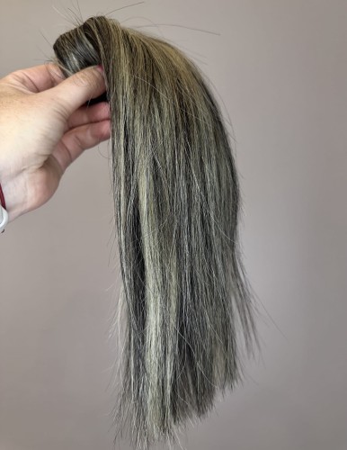 Kucyk doczepiany 35cm z naturalnych włosów, kolor pieprz i sól 60g