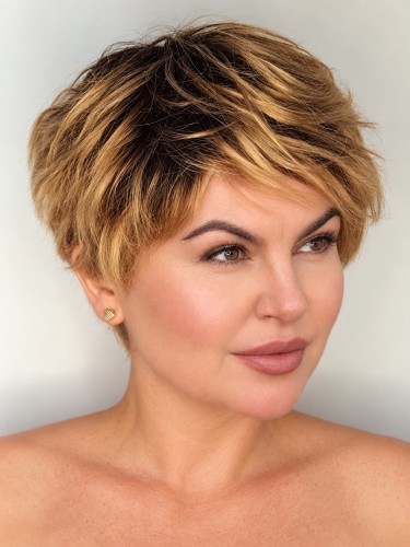 Peruka naturalna AMSTERDAM  15cm ciemny blond z odrostem