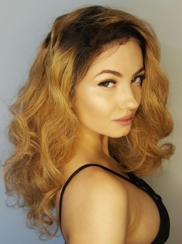 Peruka naturalna LOZANNA 55cm blond z odrostem lace front baby hair