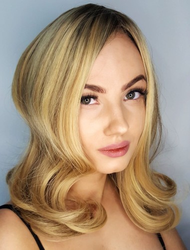 Topper clip in dopinka LUCERNA 40cm baza 15x15cm blond baleyage z odrostem